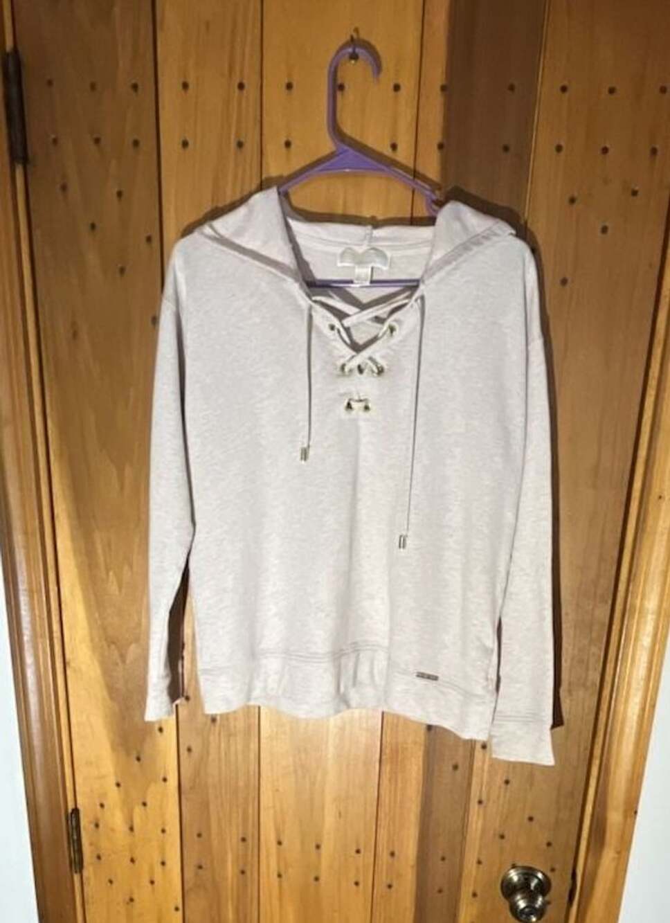 Michael Kors Lace-Up Hoodie Size M Cream